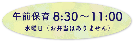 午前保育8:30~11:00水曜日(お弁当はありません)